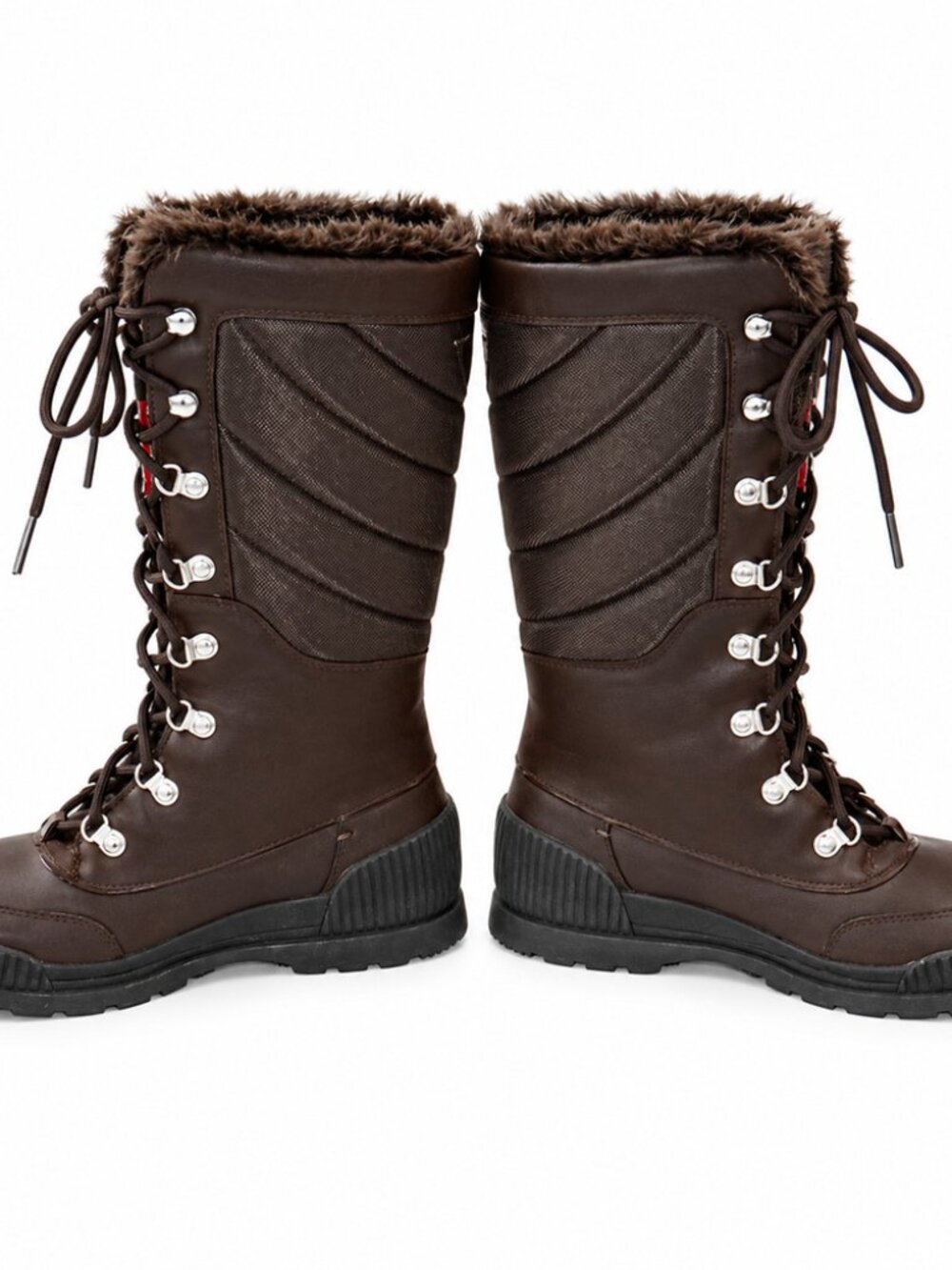 Rockport Women's Brown Faux Fur Lace-Up Weatherproof Winter Boots